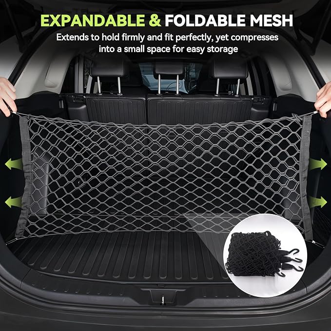 Tongama-Cargo Net for 2018-2026 Chevy Traverse/Buick Enclave/GMC Acadia, Heavy Duty Elastic Trunk Storage Net with Hooks for Chevy Traverse/Buick Enclave/GMC Acadia Car Exterior Accessories