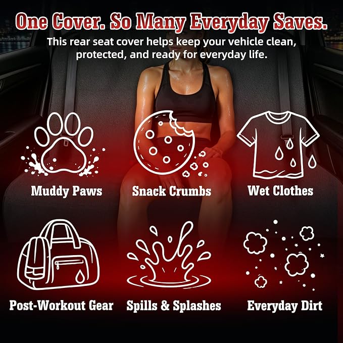 Car Seat Cover Towel, Waterproof Sweat Absorbent Back Seat Protector for Sedans SUVs & Minivans, Non-Slip Machine Washable Rear Bench Cover for Post-Gym, Beach, Pets & Kids (Gray)
