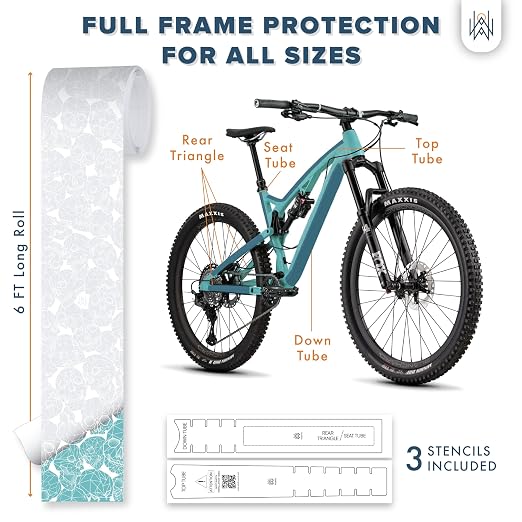 Bike Frame Protection Tape- High Impact Clear Vinyl Wrap Includes Tool (4”x72) Bicycle Frame Protector, Mountain Bike Frame Guard Chainstay Protector (Skulls)