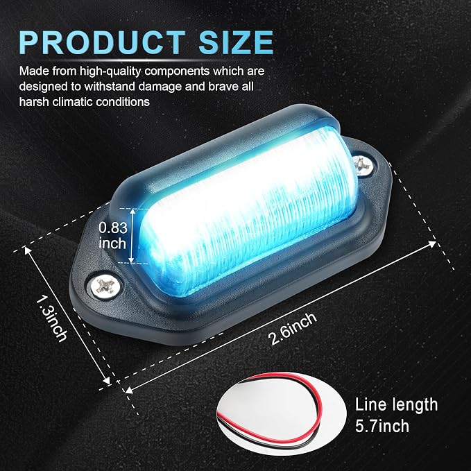 LivTee License Plate LED Light 2PCS, Universal 12V Waterproof Tag Lamp for Car Truck SUV RV Trailer Boat Van, Ice Blue