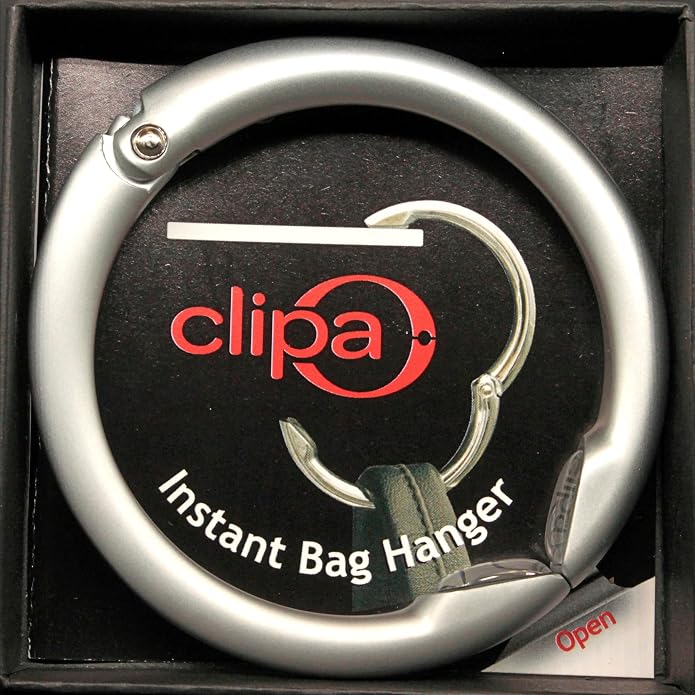 Clipa Bag Hanger Collection, The Ring that Opens into a Hook, Auto Closes | Holds 15 kg, Needs only 10mm to Hang a Hand Bag, Easy to Use with One Hand, The Instant Bag Hanger, 3 yr Warranty