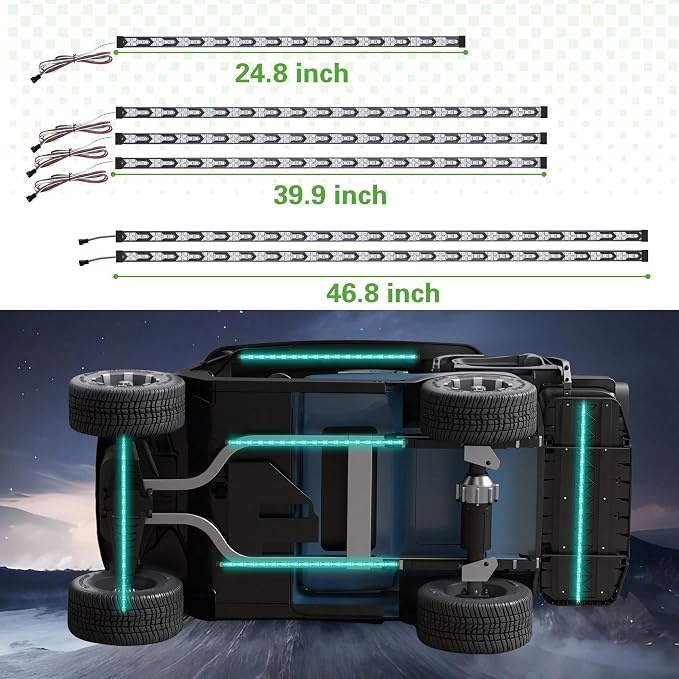 10L0L 6PCS Golf Cart Underbody Light Kit, Underglow LED Strip for EZGO Club Car Yamaha, 24 Modes Multicolor RGB Music Sync Waterproof, Canopy Lights Optional (6 Pack(4 Underbody and 2 Roof-Fishbone))