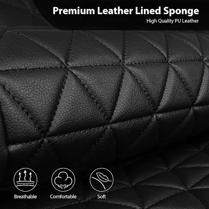 CAR PASS Bling Diamond Leather Car Seat Covers for 2 Front Interior Sets, Waterproof Shining Glitter Sparkly Crystal Universal Armrest Automotive Truck SUV Cute Women Girl, Black Multicolor Rhinestone