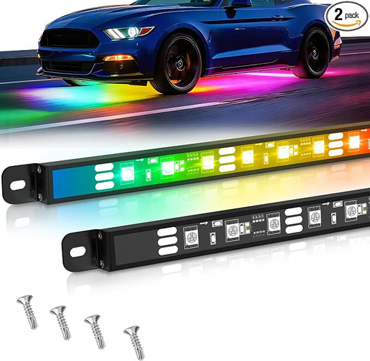 MICTUNING N8 RGB+IC Aluminum LED Car Underglow Light Kit, Two LED Strip 24 Inch, Can be Expanded