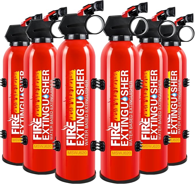 Fire Extinguishers with Mount Bracket - 6 Pack Small Portable Fire Extinguisher for Home, Kitchen, Car, Boat, RV, Vehicle - 620ml Water-Based Fire Extinguisher for Class A, B, C, K Fire