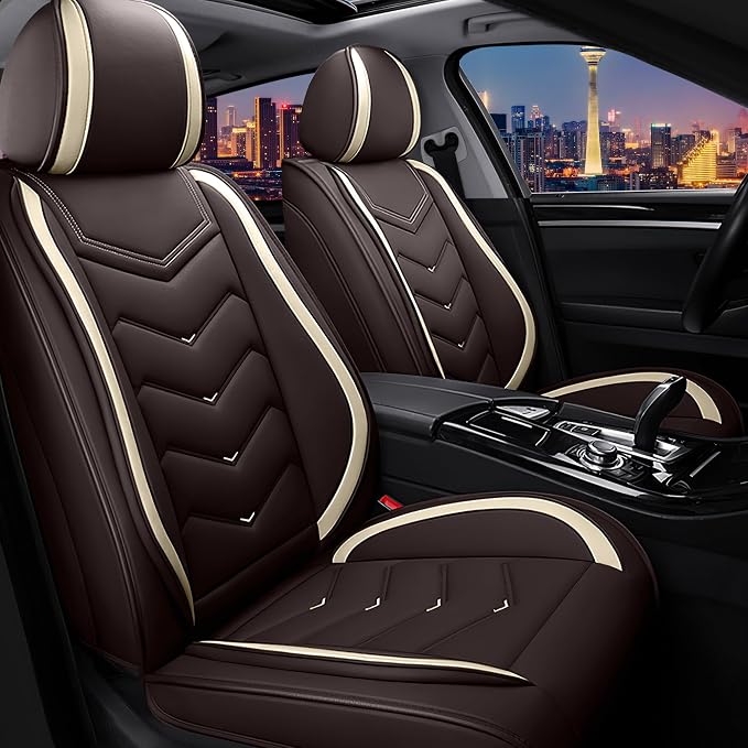 CTDS Car Seat Covers for Honda Civic 2000-2026, Stylish Sport Seat Cover, Premium Nappa Leather Car Seat Cover. Automobile Seat Covers Sets.(Standard 2 Seats/Coffee Color)
