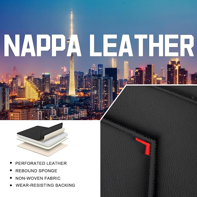 CTDS Car Seat Covers for Honda Civic 2000-2026, Stylish Sport Seat Cover, Premium Nappa Leather Car Seat Cover. Automobile Seat Covers Sets.(Luxury 5 Seats/Black)