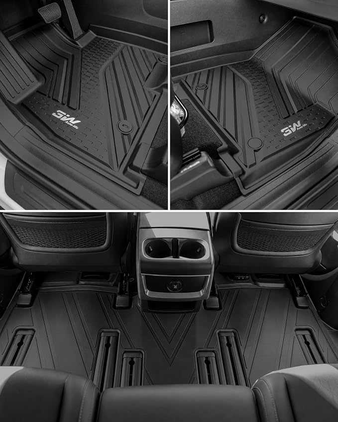 3W Floor Mats & Seatback Mats & Cargo Liner for Kia Carnival Hybrid 2025 2026（Only Fit 8 Seats）,Custom Fit All Weather TPE Full Set Floor Liner Trunk Mat with Backrest Mats Accessoires, Black