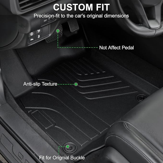 Floor Mats for 2018-2022 Honda Accord (Gas & Hybrid Models), TPE All Weather Durable Floor Liners Door Sill Guards for Honda Accord Accessories