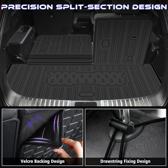 Floor Mats for 2020-2025 Kia Telluride 7/8 Seats (Not for 2027) | All Weather TPE Custom Fit Floor Liner, Cargo Liner, Backrest Mats & Door Sills for Kia Telluride 7/8 Seats Accessories