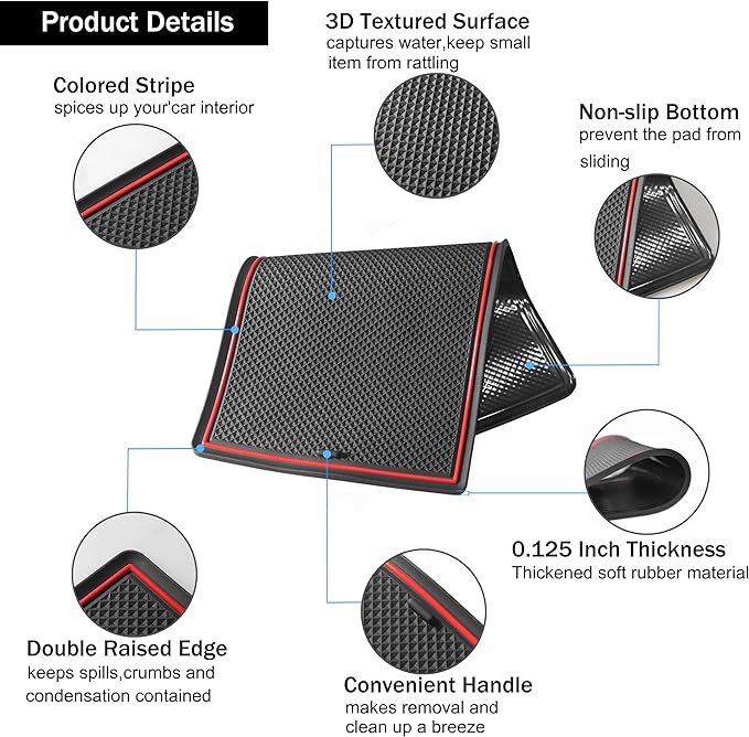 Cup Holder Insert for Telluride Accessories 2025 2024 2023 2022 2021 2020 Center Console Liners Door Pocket Slot Mats Non-Slip Anti Dust Pads Premium Interior 26Pcs Set (Red Trim)