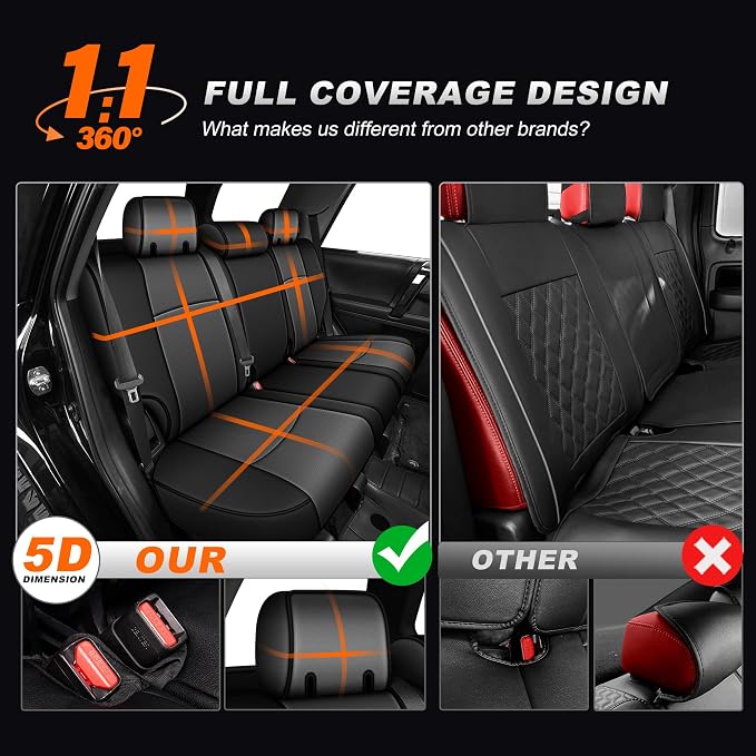 AOMSAZTO Custom Fit Seat Covers for Toyota 4runner 7Seats | 2011 2012 2013 2014 2015 2016 2017 2018 2019 2020 2021 2022 2023 2024 Seats Cover Full Set for 4Runner 7 Seaters Black&Gray