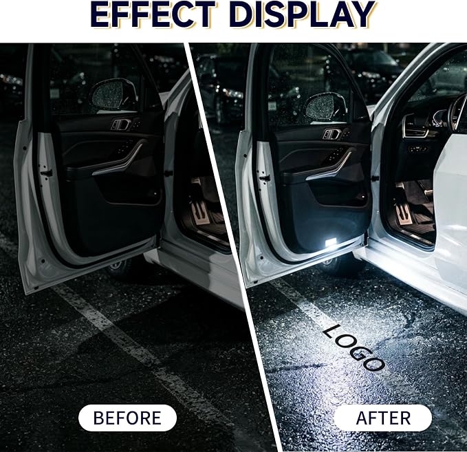 4pcs Car Door Lights Logo Projector, Upgrade HD LED Car Welcome Lights, Dual Plug Puddle Lights Ghost Shadow Light Replacements for Car Accessories