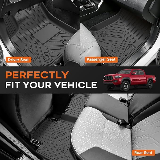 Mixsuper Floor mats for Toyota Tacoma 2016-2023 Double Cab (Only for Automatic),All Weather TPE Floor mat Protection for Tacoma SR/SR5/TRD/Limited/Trail Accessories,Car Mats & Door Sill Guards