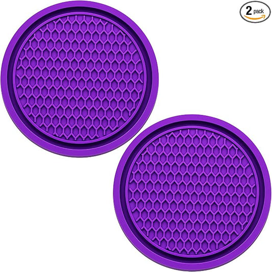 2PCS Car Cup Holder Coaster, Universal Auto Non-Slip Cup Holder Coaster, 2.75In Universal Non-Slip Recessed Car Interior Accessories (Purple)