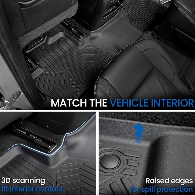 Floor Mats Set for 2015-2020 Chevrolet Chevy Tahoe/GMC Yukon 7 Seat (Not fit Yukon XL), All Weather TPE Cargo Liner Backrest Mat Trunk Mat Door Sill Guards Accessories