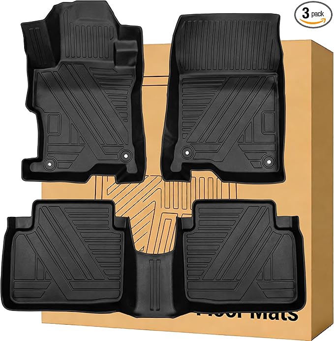Floor Mats Compatible with 2008-2012 Honda Accord，All Weather Waterproof Durable Anti-Slip Odorless Custom-fit Front Rear Rows Full Set Carpet Protection TPE Liner