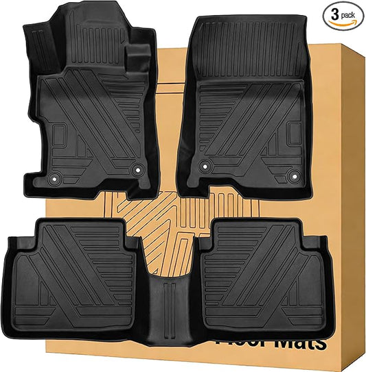 Floor Mats Compatible with 2008-2012 Honda Accord，All Weather Waterproof Durable Anti-Slip Odorless Custom-fit Front Rear Rows Full Set Carpet Protection TPE Liner