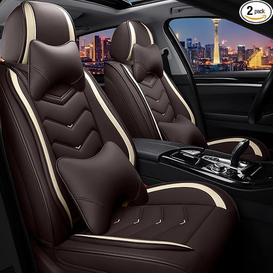 CTDS Car Seat Covers for Honda Civic 2000-2026, Stylish Sport Seat Cover, Premium Nappa Leather Car Seat Cover. Automobile Seat Covers Sets.(Luxury 2 Seats/Coffee Color)