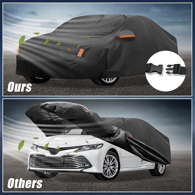 X AUTOHAUX Car Cover for Toyota Camry 2007-2022 210D-PU Outdoor Full Car Cover All Weather with Door Zipper for Waterproof Windproof Sun Rain Snow Protection