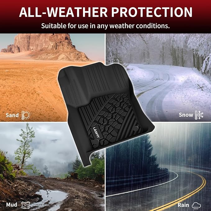 LASFIT Floor Mats & Trunk Mat for Jeep Grand Cherokee 2016-2021 Grand Cherokee WK 2022 All Weather TPE Custom Fit Car Cargo Liner Black