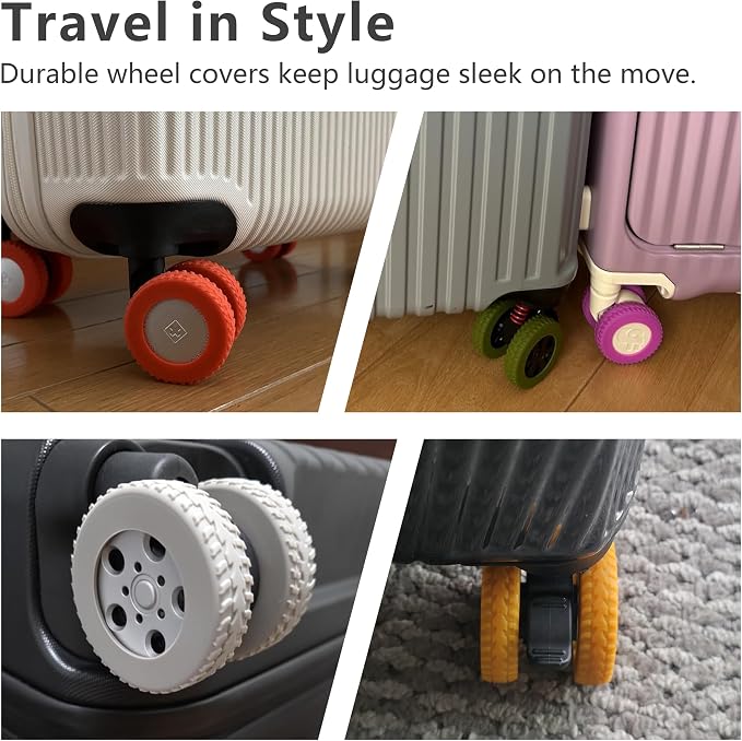 10-Pack Upgrade Luggage Wheel Covers, Silicone Protective Covers for 2-2.4" Suitcases Spinner Wheel, Wear-Resistant, Anti-Noise, Thickened Protector, Travel Accessories (Dark Grey)