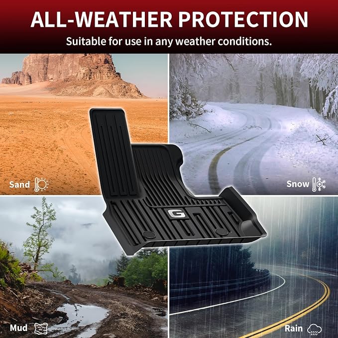 LASFIT Floor Mats for Mercedes Benz G Class 2026 2025 2024 2023 2022-2019 G550 / G580 / G63 AMG, All Weather TPE Custom Fit Car Mats for Benz G Class Floor Liners 2019-2026, 1st & 2nd Row Set, Black