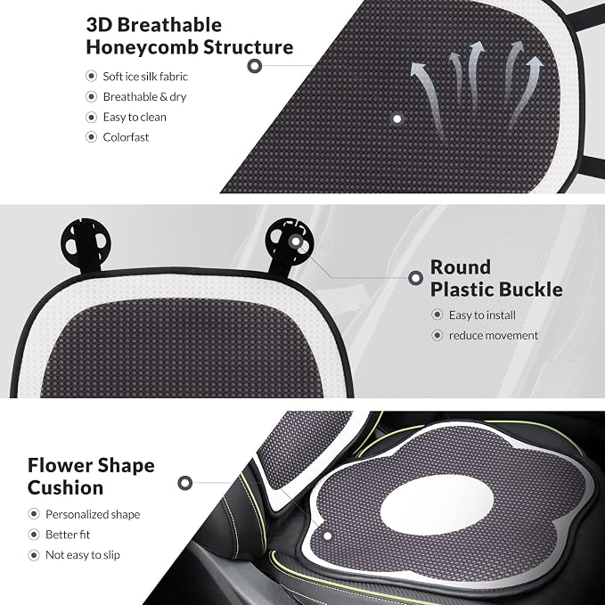 Cute Car Seat Covers for Women and Girl, Front Car Seat Cover, Machine Washable, Airbag Compatible, Driver Seat Cover, Fit (Sedan/SUV/Pickup/Van), Fit for Tesla (Front seat Cover-Flower)
