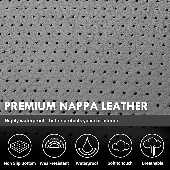 Coverado Silverado Seat Covers Full Set, Faux Leather Car Seat Covers Fit for Chevy Silverado GMC Sierra 2007-2013 & 2019-2026 1500, 2020-2026 2500HD 3500HD Crew Double Extended Cab(Gray)