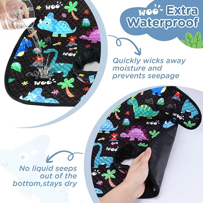 2 Pack Car Seat Potty Training Protector – Waterproof Leak-Proof Liner with Non-Slip Backing + 2 Strap Covers, Quick-Dry Piddle Pad for Baby Toddler, Machine Washable Universal Fit - Black
