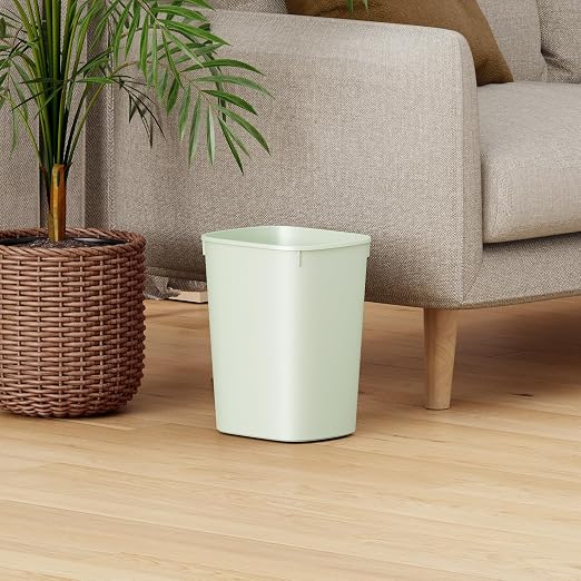 CEROELDA Bathroom Trash Can with Lid, 10L/2.6 Gal Small Garbage Can with Press Top Lid, Slim Plastic Waste Basket for Toilet, Office, Bedroom(Green)