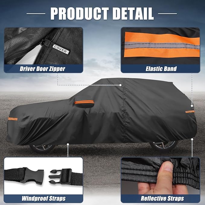 X AUTOHAUX Car Cover for Nissan X-Trail 2010-2025 210D-PU Outdoor Full Car Cover All Weather with Door Zipper for Waterproof Windproof Sun Rain Snow Protection