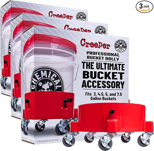 Chemical Guys ‎ACC1001R Creeper Rolling Bucket Dolly for Car Washing, Detailing, Garage & More (Pack of 3)
