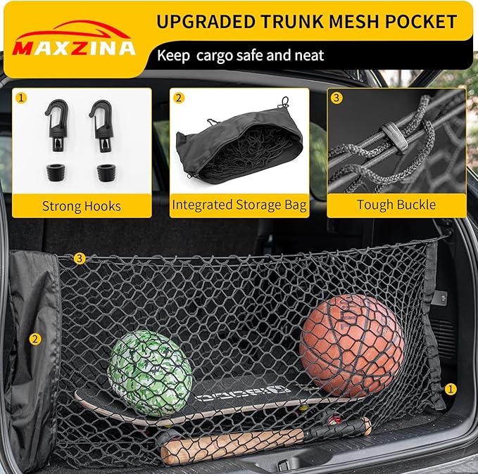 Cargo Net Compatible with 2020-2025 2026 Hyundai Palisade Truck Bed Cargo Net 3.12'×1.02' Double Layer Envelope Style Dense Mesh Trunk Organizer for 2025 Exterior Accessories