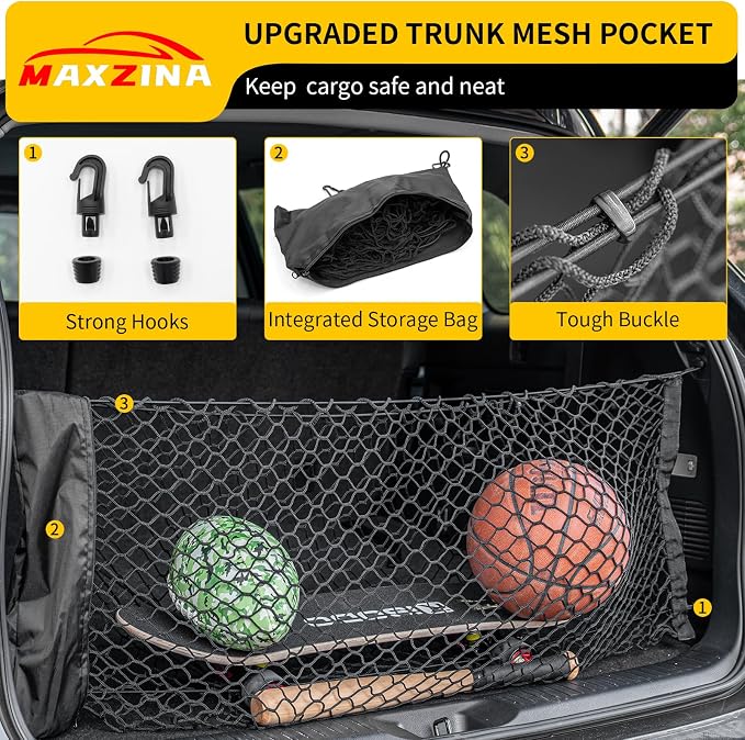 Cargo Net Compatible with 2014-2025 Kia Sorento Truck Bed Cargo Net 3.18'×1.15' Double Layer Envelope Style Dense Mesh Trunk Organizer for 2024 Sorento Exterior Accessories