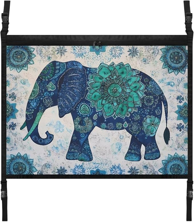 Dreaweet Boho Elephant Car Ceiling Cargo Net,Car Roof Storage Organizer Double Layer Cargo Net for SUV Truck Mini Van Long Road Trip Camping Interior Accessories