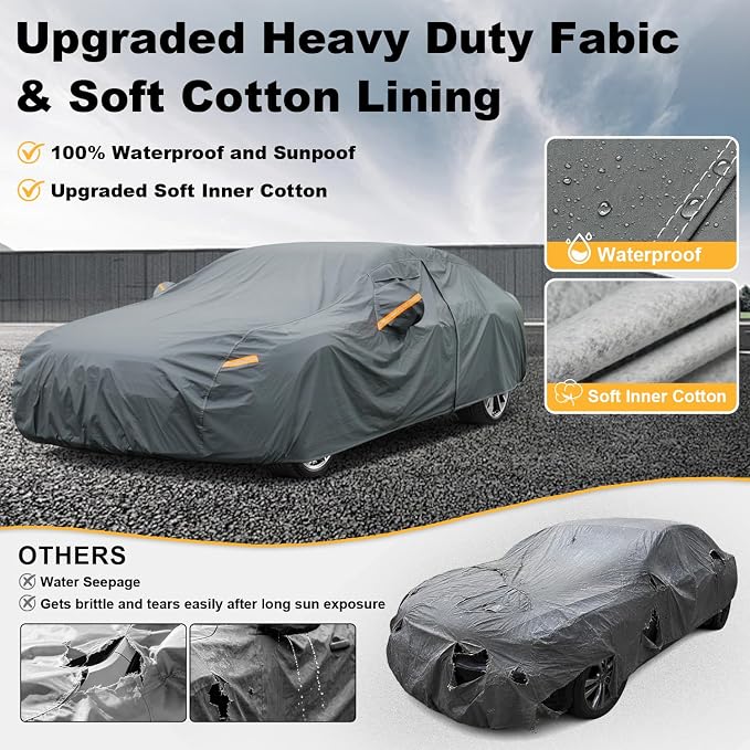 GUNHYI Premium Car Cover Custom Fit Nissan Altima (1998-2026), 16 Layers Heavy Duty Car Cover Waterproof All Weather with Zipper Door for Sun Rain Snow Dust Uv Protection