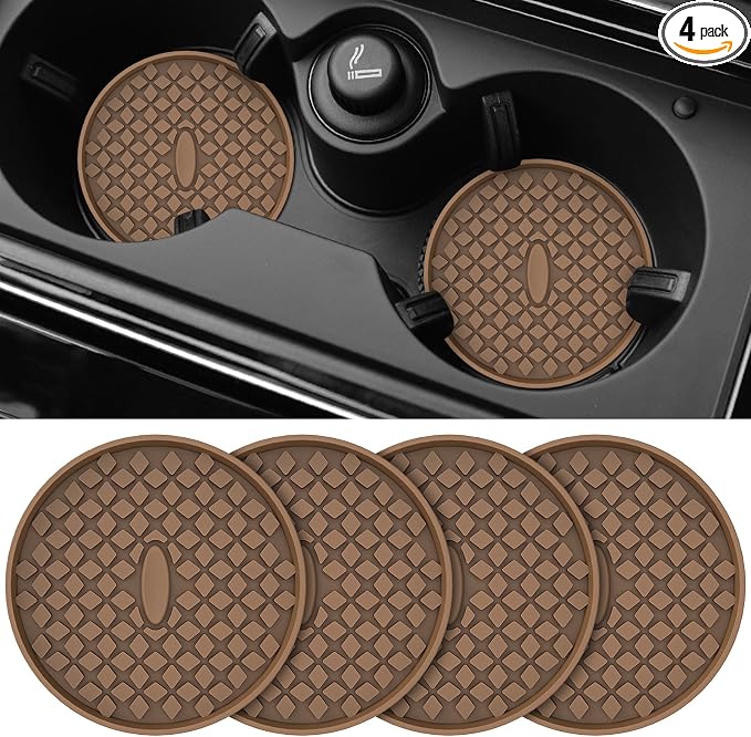 ME.FAN Car Cup Coasters [4 Pack] Silicone Car Coasters/Cup Mats, Non-Slip Recessed Car Interior Accessories Coffee