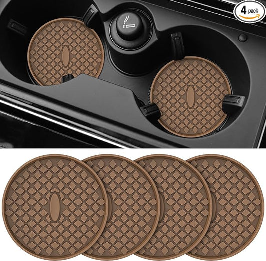 ME.FAN Car Cup Coasters [4 Pack] Silicone Car Coasters/Cup Mats, Non-Slip Recessed Car Interior Accessories Coffee