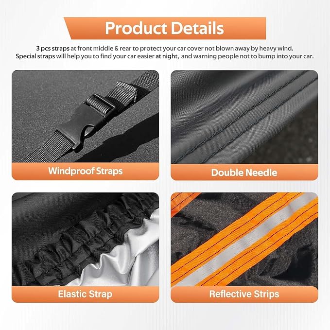 GUNHYI Car Cover for Automobiles All Weather Waterproof, Universal Fit Sedan Kia Forte, Nissan Sentra, Porsche 911, Chevy Volt, Honda Insight, Volkswagen Jetta, Hyundai Elantra etc.