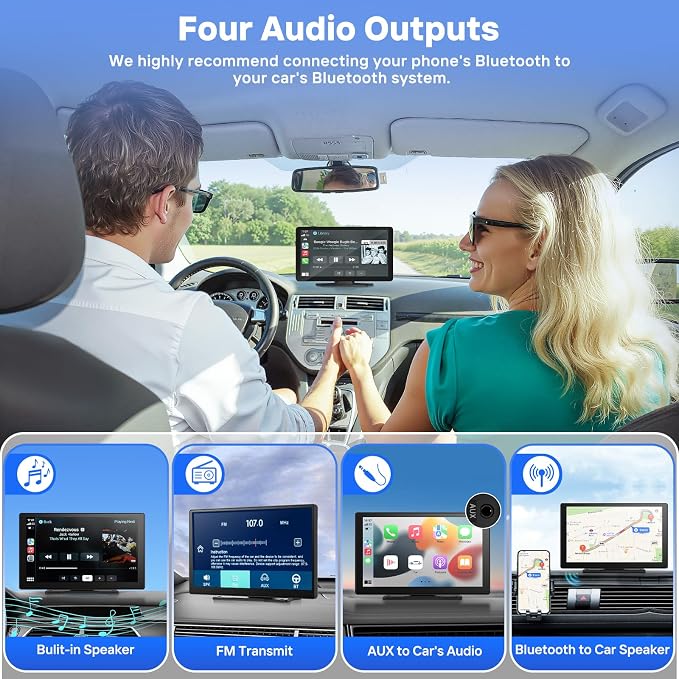9" Wireless Apple Carplay Screen for Car with OTA Update, Backup Camera | Touchscreen Apple Carplay & Android Auto with Voice Control/GPS Navigation/Mirror Link/Bluetooth 5.0/AUX/FM