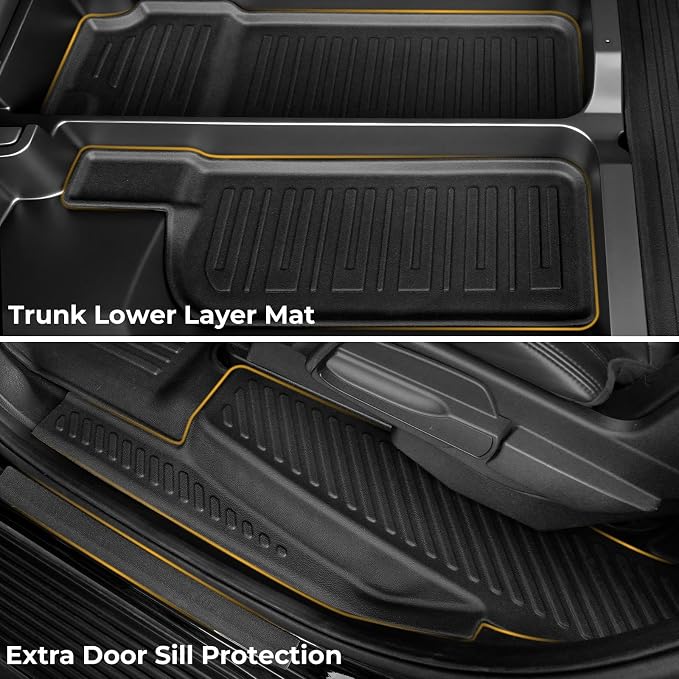 Floor Mats for 2018-2024 Ford Expedition Max 8-Seat Accessories | All-in-One TPE Set, Odorless & Durable, All-Weather Protection, Ideal for families, Easy to Spray Clean, Quick Setup