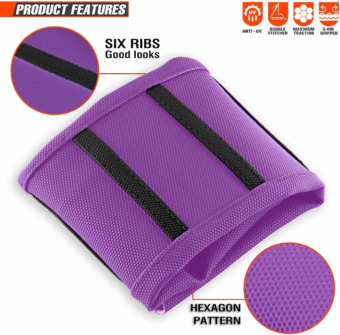 Motorcycle Universal Seat Cover Non-Slip Rubber Striped Gripper Soft Sewing for CRF WR WRF RMZ YZF SXF EXC EXC XC SX CR KLX Dirt Pit Bike Motocross Off Road (Purple)