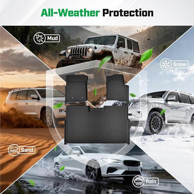 Cartist Floor Mats for Ford F-150 SuperCrew/Crew Cab 2010-2014 Bucket Seat, All Weather Floor Liners for F150 Accessories W/O Manual Shifter, Heavy Duty Car Mats, Car Accessories