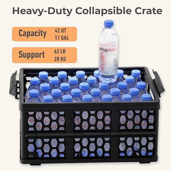 Mymazn Trunk Crate Organizer with Cooler for Car | Collapsible, Plastic Trunk Lid Organizer Box, For Travel, Groceries, Sports, Home, Tailgating, Removable Insulated Cooler Set