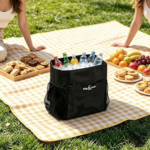 Big Ant Car Trash Can with Odor-Trapping Lid & 100% Leakproof Liner, Multipurpose Hanging Organizer for SUV & Truck, Keep Vehicles Clean on Family Road Trips
