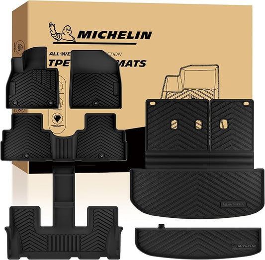 Michelin Vehicle Mats for 2020-2025 Hyundai Palisade 7 & 8 Seats, 6PCS | All Weather Cargo Liner Floor Mats&Backrest&Trunk Liner, Full Set Accessories, Custom Fit, Durable TPE, Non-Slip, Premier