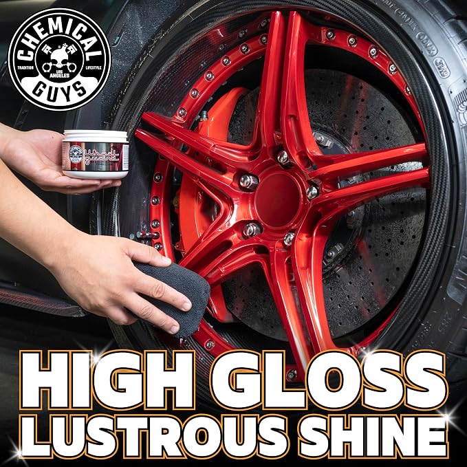 Chemical Guys, Wheel Guard & Rim Wax for All Wheel Finishes, Carnauba, 8 oz | Carnauba wax shields wheels and rims from brake dust and grime, adding gloss and easier rinse-off cleanup