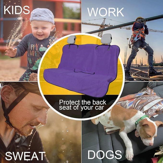 Back Seat Cover for Car Trucks Van SUV,Waterproof Rear Bench Towel Seat Covers for Dogs and Kids,Automotive Backseat Protector (Purple)