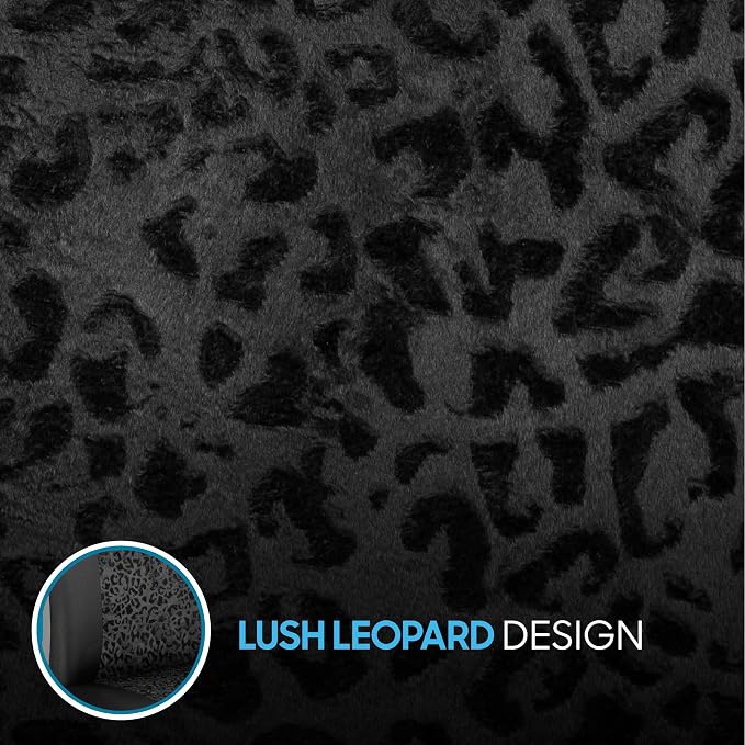 BDK Black Leopard Car Seat Covers for Front Seats, Animal Print Front Seat Cover Set with Matching Headrest, Sideless Design for Easy Installation, Fits Most Car Truck Van and SUV, (Pack of 2)